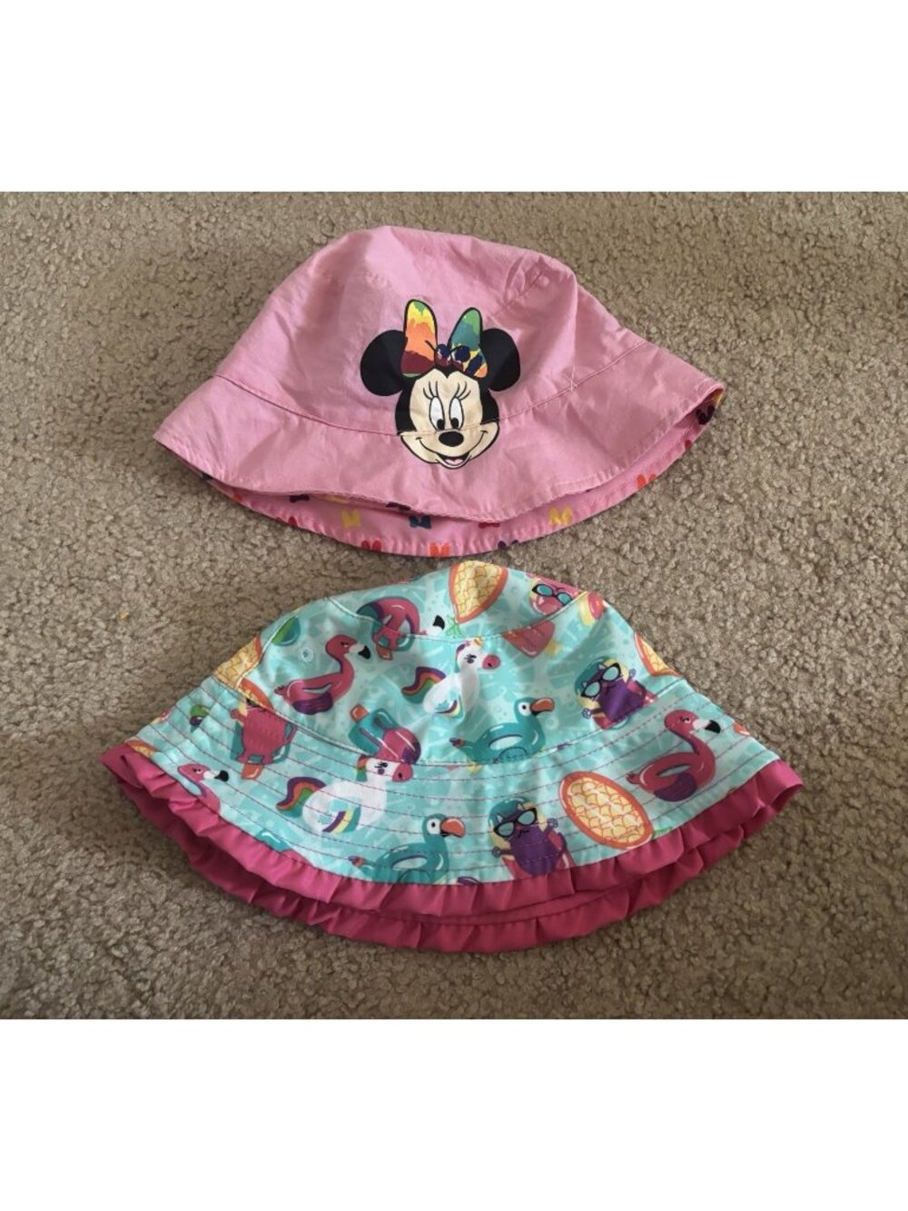 Lot Of 2 Toddler Girl Sun Hats Summer Hats Disney Minnie UV Skinz Sunwear UPF 50